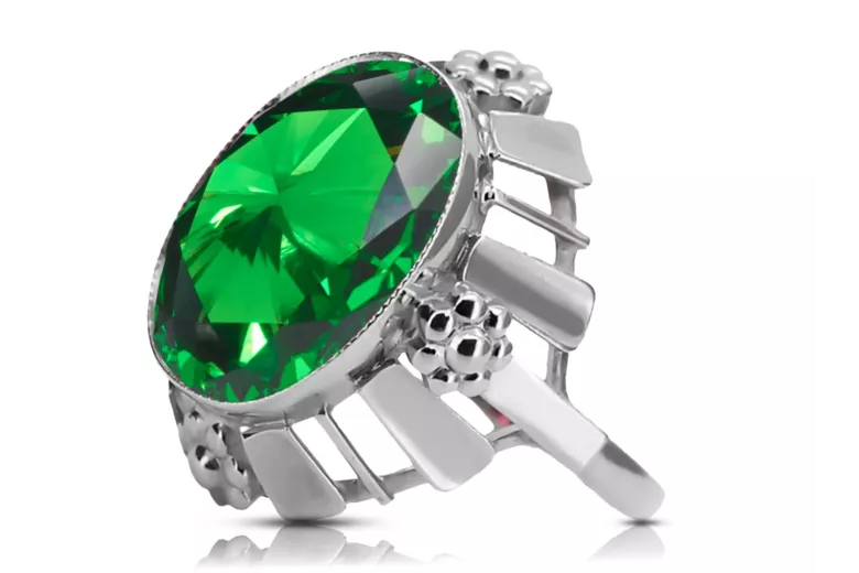 Ring Vintage Emerald Sterling silver 925 vrc043s